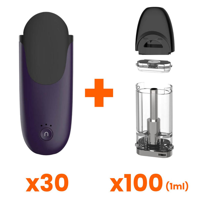 CCELL Dart-X Purple-Black Pack (30 Batteries + 100 Pods 1ml) - supHerb